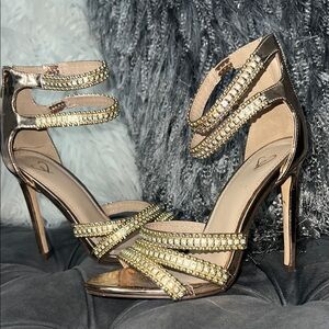 Elegant Gold Strappy Heels